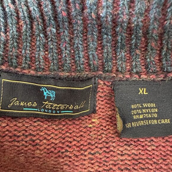 James Tattersall Pullover Sweater 1/4 Zip Brown Wool Blend Size XL - Picture 7 of 8